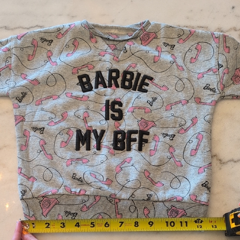 Girls Barbie Is My BFF Kids Gray Sweatshirt with Pink Phone Print - Picture 2 of 8